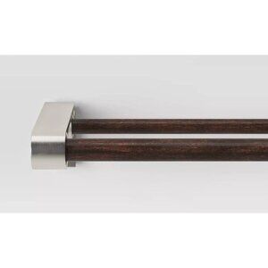 Threshold Nickel & Dark Brown Finish Expandable Dual Curtain Rod 66" - 120" Long